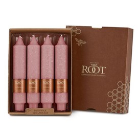 Root Candles Unscented Dinner Candles Premium Beeswax Blend Boxed Candle Set, 7-Inch, Dusty Rose, 4-Count