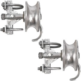 Chain Link Rolling Gate Track Sliding Gate Rollers Galvanized Steel Rolling Gate Hardware for 2" (1-7/8") Gate Frame & 1-5/8" Track Pipe, Double U Bolt, 2 Pack