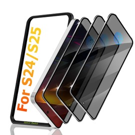 3 Pack Galaxy S24/S25 Privacy Anti spy Screen Protector, ,9H Hardness Tempered Glass,Anti-Glare Anti-Scratch, Smooth and Responsive Absolute, No Bubbles,High Definition Clear,With Installation Frame
