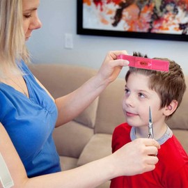 Pack of 2 Hair Cutting Aid Clip, Professional Hair Cutting Tool Set, DIY Haircut Clips Styling Ruler for Salon Hairdresser or Home, White/Pink