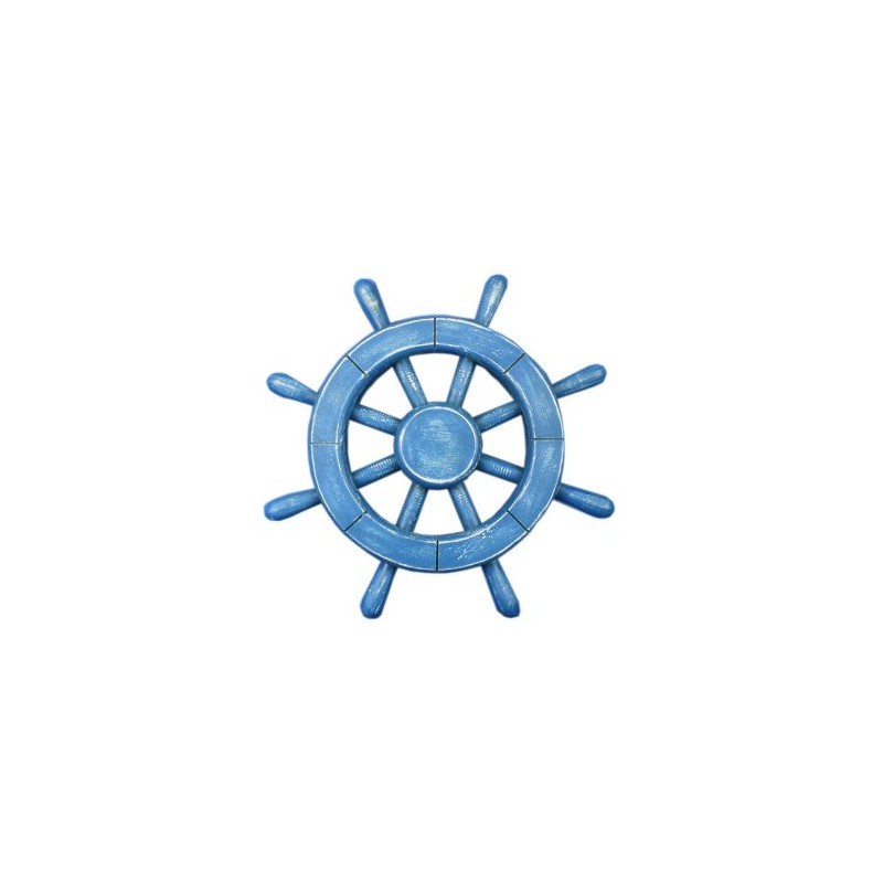 Handcrafted Model Ships Rustic All Light Blue Ship Wheel 12"