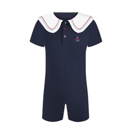 Landofgenie Mens Onesie Pajama Short Sleeve Bodysuit One Piece Bodysuit for Men Jumpsuit - Captain Navy XL