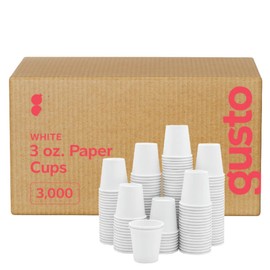 GUSTO [Case of 3000 3 oz. White Small Paper Cups, Disposable Mini Bathroom Mouthwash Cups - Eco-Friendly and Versatile (Formerly Comfy Package)