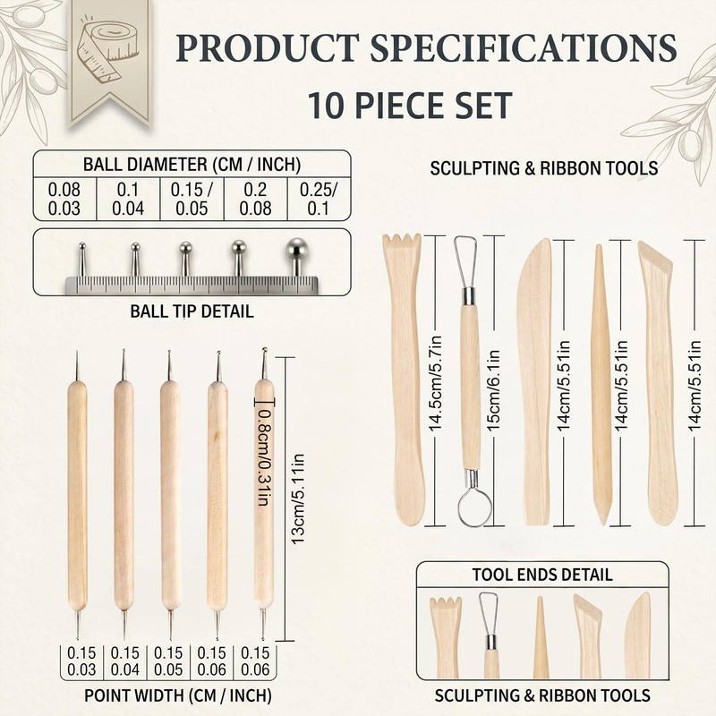 12-Piece Polymer Clay and Sculpting Tool Set with Acrylic Roller