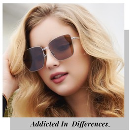 Veda Tinda Brown Sunglasses for Women Oversized Square Big Trendy Retro Cute Cool Gradient 90's Sun glasses 2023 Fashion UV400 Blocking C48S01