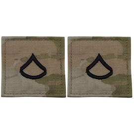 Army PFC Private First Class OCP Rank Patch with Hook Fastener - Pair