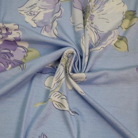 Stylish FABRIC 60" Wide Rayon Spandex Printed Jersey Stretch Knit Fabric by The Yard for Apparel, Clothing, Headbands, Accessories, Decorations, Maternity, and DIY Projects, Sky Blue/Lavender 3 Yards