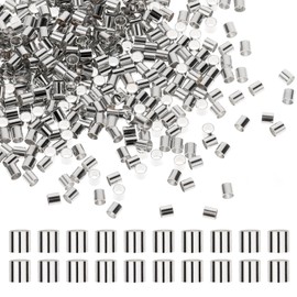 Piriuuo Pack of 500 Crimp Beads, 2 mm Long Crimp Tube, Metal Crimp Beads for DIY Earrings, Necklaces, Bracelets, Anklets, Pendants, Jewellery Making (White K)