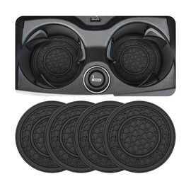 Osilly Car Coasters for Cup Holder, 2.75 Inch No-Slip Anti Dust Insert Coaster, Universal Auto Waterproof Coasters Silicon Insulation Cup Mats for Woman Man, Suit for Vehicle (Black, 4PCS)