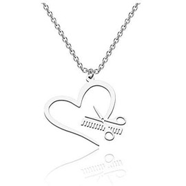AKTAP Hairdresser Gift Scissor Necklace Comb Pendant Necklace Gift for Stylist Graduation Gift for Hairstylist Salon Owner Gift (Scissor Charm Necklace)