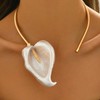 Doubnine Elegant White Calla Lily Choker Necklace, Gold Plated Collar
