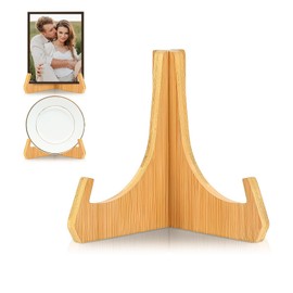 YUDAWN Plate Stands for Display, Multifunctional Plate Holder Display Stands Bamboo Picture Frame Stand Tabletop Easels Decorative Stand for Platter Dish Book Photo and Plaque