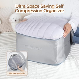 AiQInu Ultra Space Saving Self-Compressing Organiser, Self-Compression Organiser, Bag Storage Bedding, Extra Large Storage Bag for Duvets, Blankets, Clothes