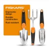 Fiskars 3-in-1 Garden Tool Set with Trowel, Transplanter & Cultivator,