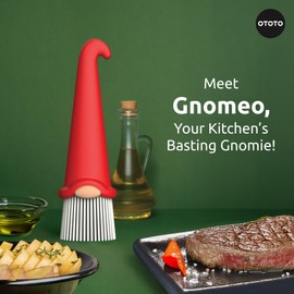 OTOTO Gnomeo Pastry Brush - Silicone Basting Brush for Cooking, Spread Oil Butter Sauce for BBQ Grill Baking, Gnomes Gifts for Women, Cute Funny Kitchen Gadgets
