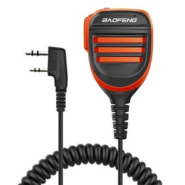 BAOFENG BF-F8HP Microphone Speaker Dual PTT Handheld Mic Waterproof Upgrade of Original BF Mic for GMRS Ham Radio 2Pin K Orange Compatible with UV-K5 UV-82 UV-S9 Plus UV-17R P15UV