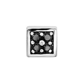 cai 132210504 Men's Single Stud Earrings 925 Sterling Silver 0.6 cm Shiny Spinel Silver Grey 0.004 ct, Sterling Silver, Spinel