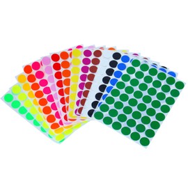 Royal Green Kids Colored Round Dots Sticker 5/8 inch (0.69) 17mm - 15 Colors - 16 Sheets - Art, Crafts, Fun and Games - 768 Pack