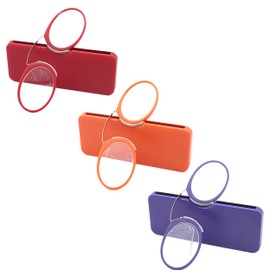 COVESATO Mini Armless Reading Glasses for Men Women Slim Thin Clip on Nose Readers with Small Portable Case(3 Packs,2.00)