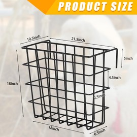 Gisafai Galvanized Hay Feeder 21.5 x 10.5 x 18 Inches Size Right for a Flake of Hay Heavy Duty Welded Wire Large Hay Rack Wall Single Sided Hay Feeder with Hook for Sheep Horses Farm Yield(Black)