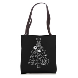 Cute Doodle XMAS Tree Pastry Baker Minimal Baking Tote Bag