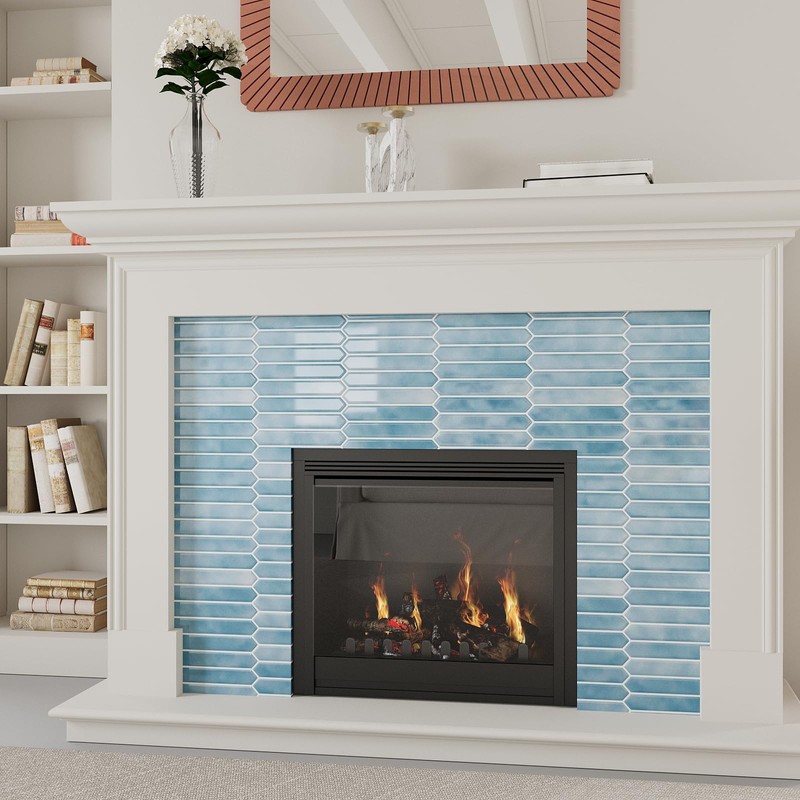 VEELIKE Blue Long Hexagon Peel and Stick Tile Backsplash 6