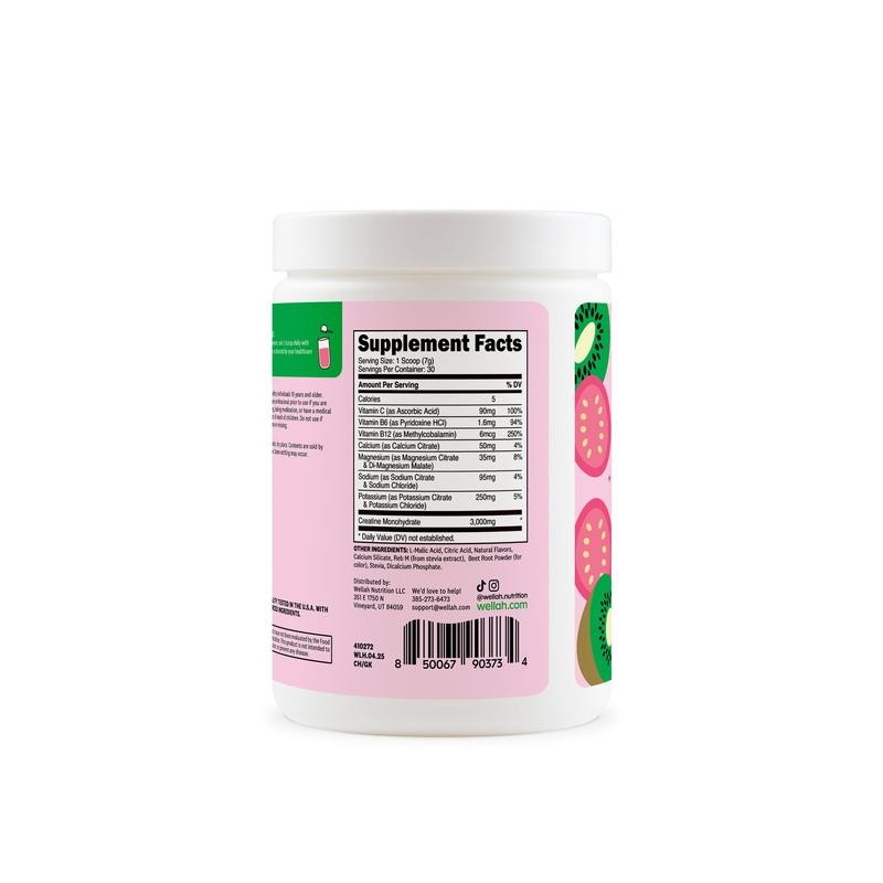 Wellah Creatine + Hydration Supplement, Electrolyte Drink Mix With Creatine