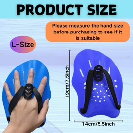 1 Pair Swimming Hand Paddles for Training, Adjustable Swim Paddles with Straps for Upper Body Resistance, Water Gloves, Unisex Swim Paddles for Hands, Ideal for Swimming Practice (Blue, Large)