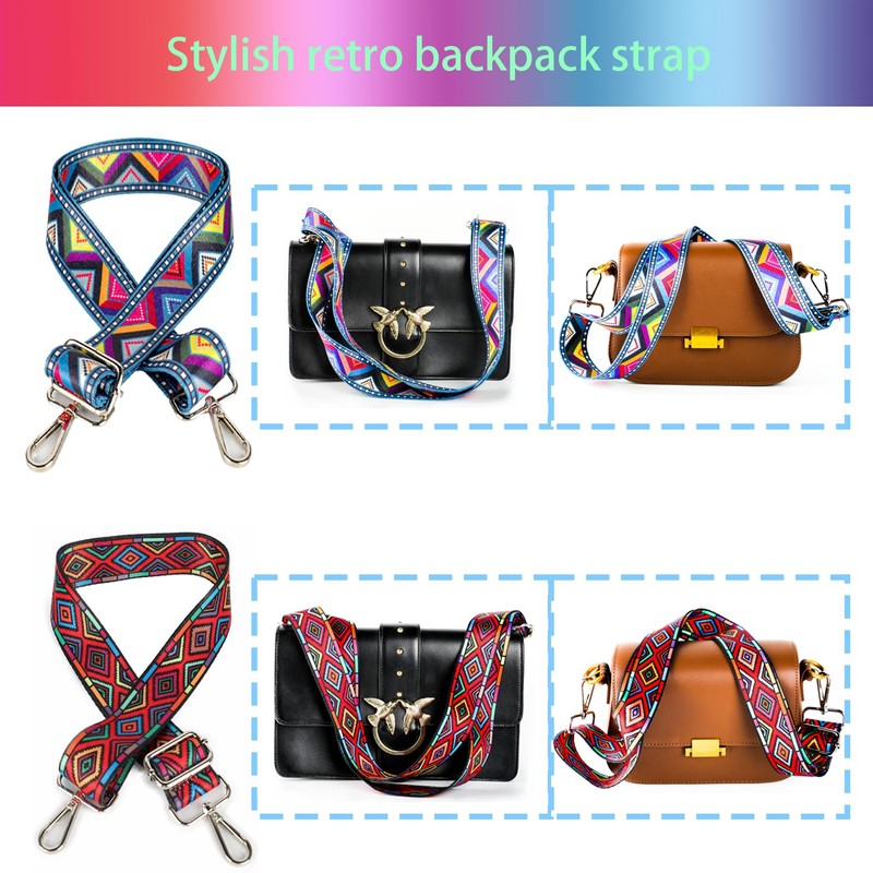 ktxaby Pack of 2 Interchangeable Straps for Bags, Colourful Bag