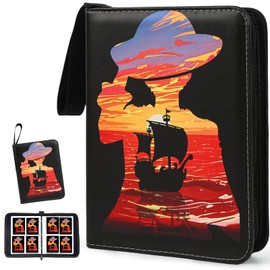 400 Pocket Trading Card Binder with 50 Removable Sleeves, Portable Zippered Card Holder, Collection Album Book Case Storage for MTG, TCG, Sports, Game Cards (Pirate Boat)