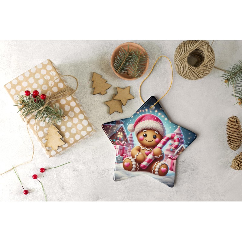 Sweet Gingerbread Wonderland Pink Themed Ornament, Heartwarming