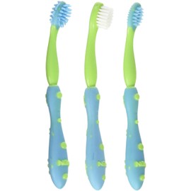 Nuby 754-100 Juego de 3 Cepillos de Dientes Entrenadores, Azul