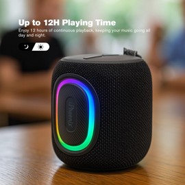 iphoenix IP190 Portable Bluetooth Speaker – RGB Lights, Deep Bass, 8H Playtime, TWS Pairing, IPX6 Waterproof Wireless Speaker for Outdoor & Indoor Use (Black)