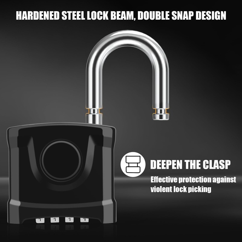 Heavy Duty Combination Padlocks, [Weatherproof Outdoor] Diyife Large 4 Digit