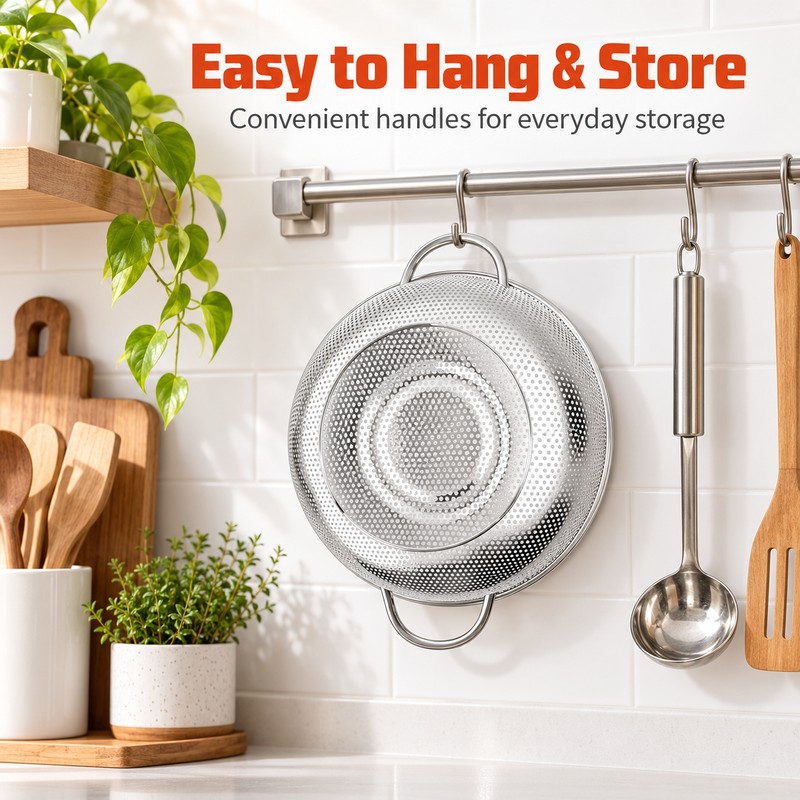 Stainless Steel Colander for Washing Vegetables & Draining Pasta –