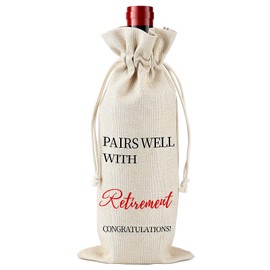 Lestp Retirement Gift Wine Bag for Women Men Pairs Well with Retirement Funny Wine Bag Happy Retirement Party Decoration Supplies Going Away Gifts Farewell Gifts for Employee Coworkers Friends Boss