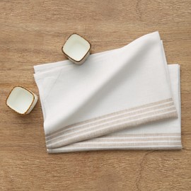 Solino Home Linen Kitchen Towels Set of 2 – Natural and White 17 x 26 Inch – 100% Pure Linen Farmhouse Kitchen/Tea Towels– Machine Washable and Handcrafted from European Flax