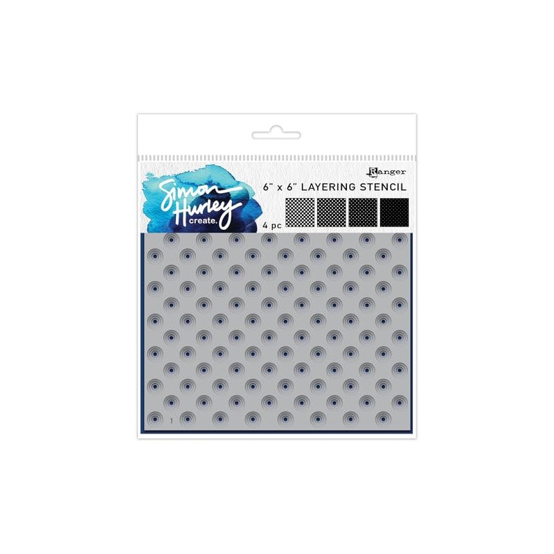 ICE RESIN Simon Hurley create. Stencil 6""X6"" 4/Pkg-Polka Dot Assortment