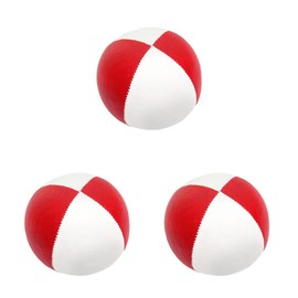 3 x Pro 76g Cascade Mini Juggling Balls - Small Sized Quality Thud Juggling Balls & Bag - Set of 3 Juggling Balls (Red and White)