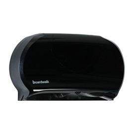 Boardwalk R4070BKBW 20.25 in. x 6 in. x 12.25 in. Jumbo Twin Toilet Tissue Dispenser - Black