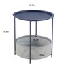 VECELO Round Side/End Table with Fabric Storage Basket，Metal Anti-Rust and
