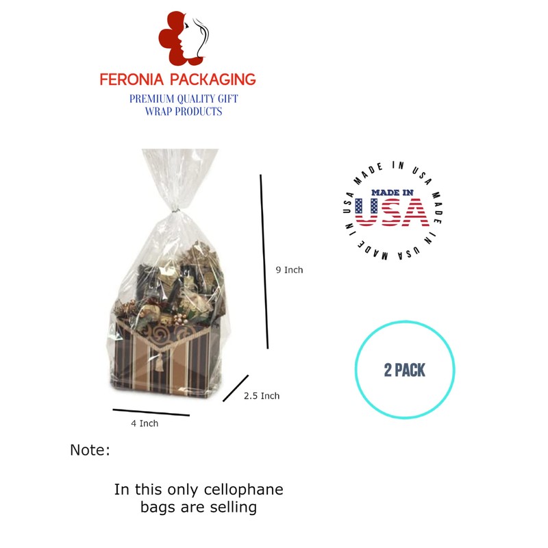 Feronia Packaging Gift Wrap Gusset Cellophane Bags 2 Pack (4