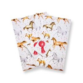 Horse Party 100% recycled and recyclable eco printed Gift Wrapping Paper - 2 sheets and 2 tags