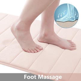 smiry Memory Foam Bath Mat, 40 x 60 cm, Extra Soft Non-Slip Bathroom Mat, Super Absorbent Bath Mats for Bathroom Floor, Machine-Washable Dry Bath Rug Foot Mat, Pink