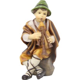 FADEDA Shepherd with Bagpipe/Height: 9 cm/Hand-Painted/Detailed Nativity Scene Figures - Christmas Table Decoration Nativity Accessories