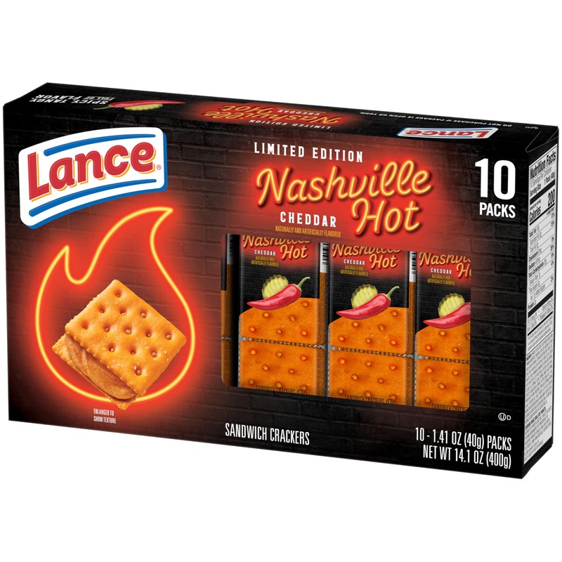 Lance Nashville Hot Cheddar Sandwich Crackers, 10 Pack