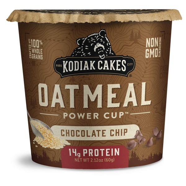 Kodiak Cakes Instant Protein Chocolate Chip Oatmeal in a Cup, 2.12oz (Pack of 12)