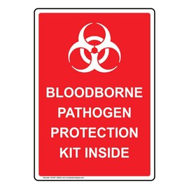 ComplianceSigns.com Vertical Bloodborne Pathogen Protection Kit Inside Label Decal with Symbol, 5x3.5 in. 4-Pack Vinyl for Facilities