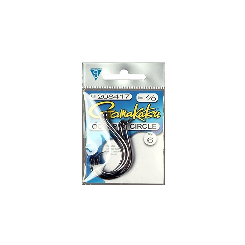 Gamakatsu Octopus Circle Hook-6 Per Pack (Black, 7/0)