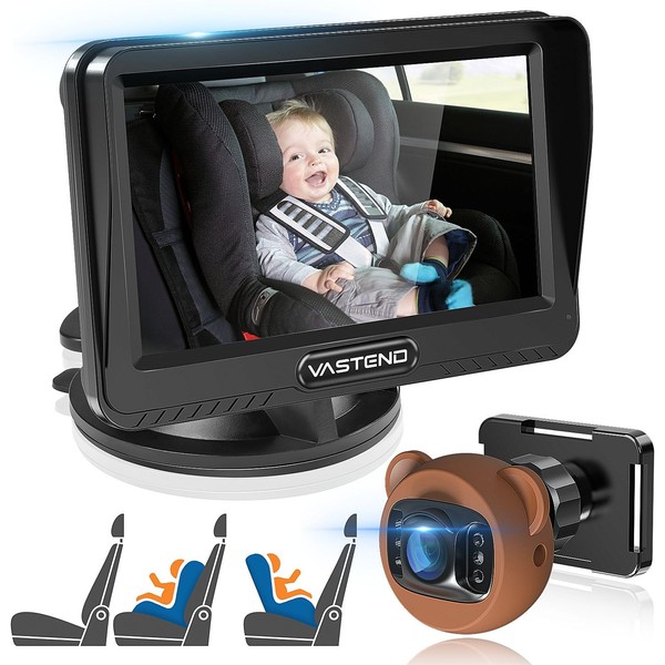 1080P Baby Car Camera 4.5 Inch HD Car Mirror Monitor for Baby, Night Vision Car Mirror Display, Safety Car Seat Mirror Camera